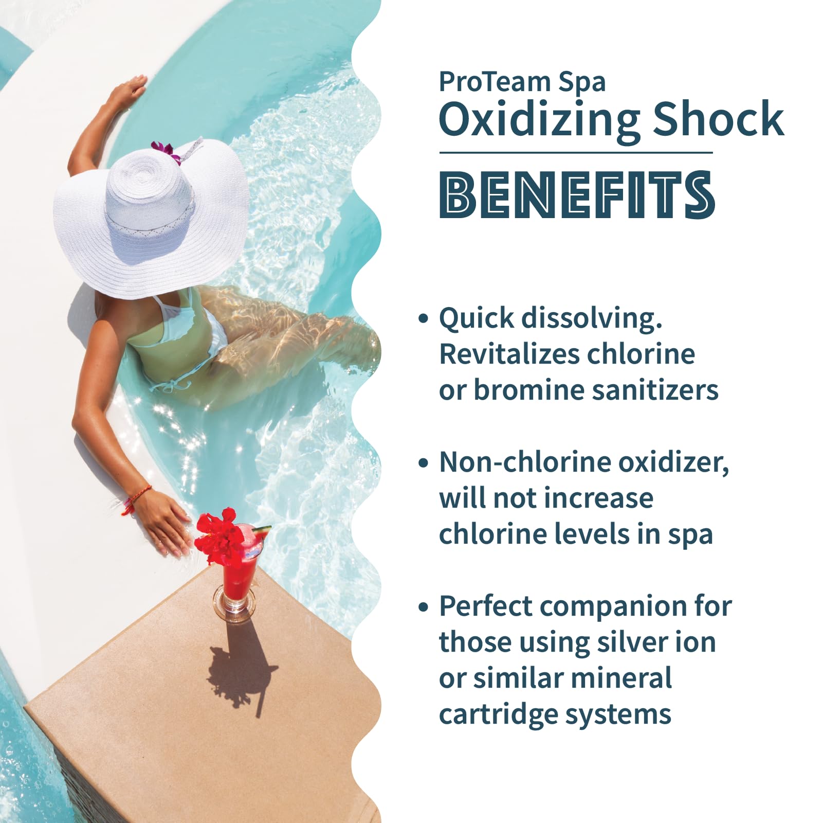 Odor-free hot tub scene shows refreshed water and pleasant ambience with SplashWiz Spa Shock.
