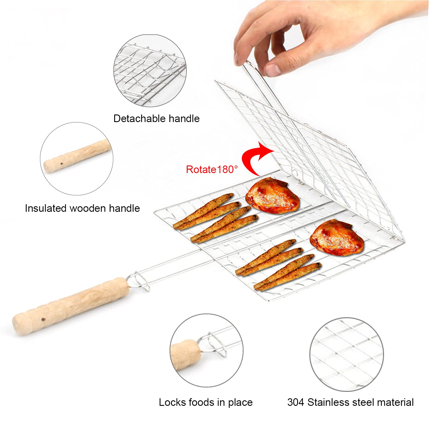 Odowalker Barbeque Grill Basket designed for fish and delicate seafood.