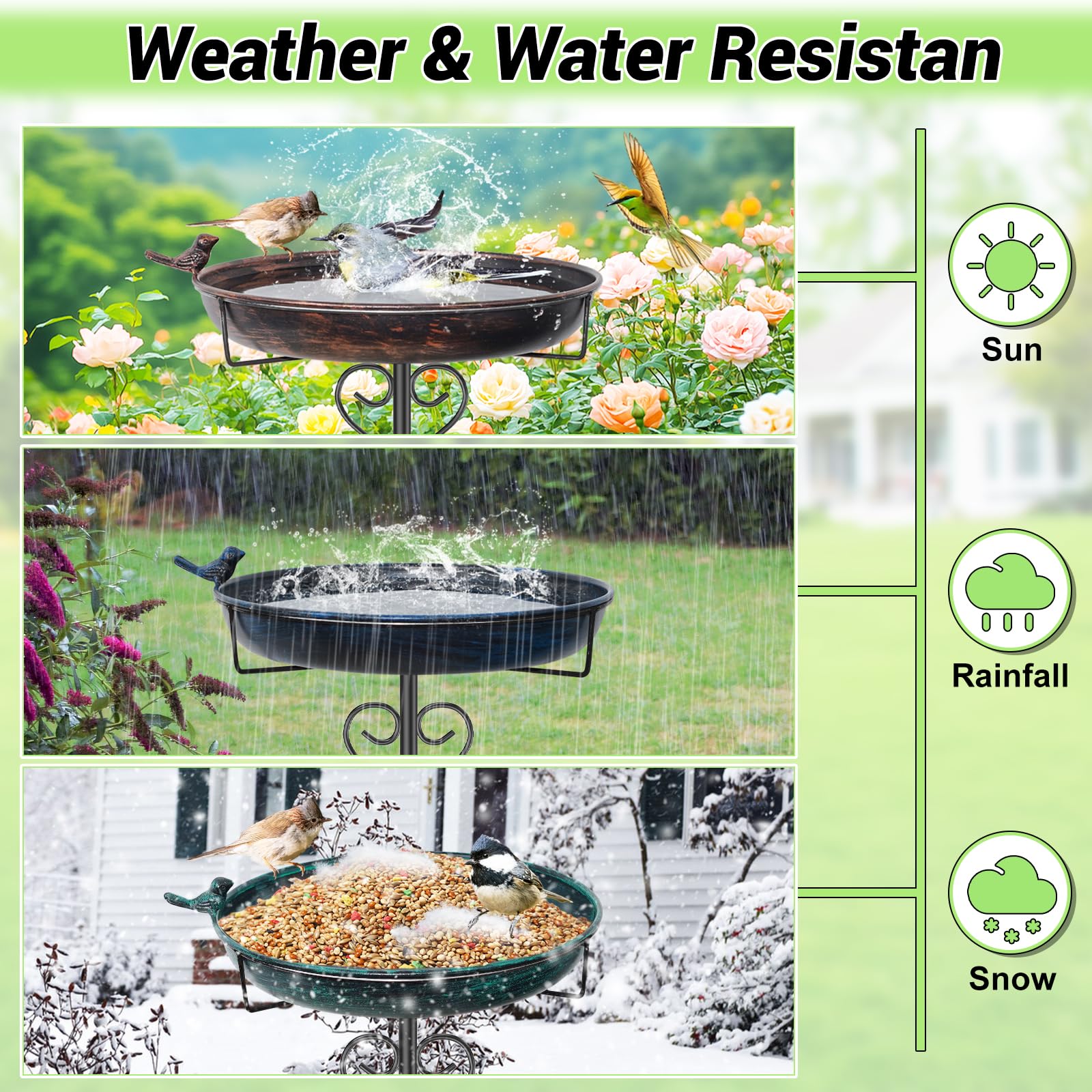 ODSNANIE 12-inch bowl diameter offers ample water and seed capacity.