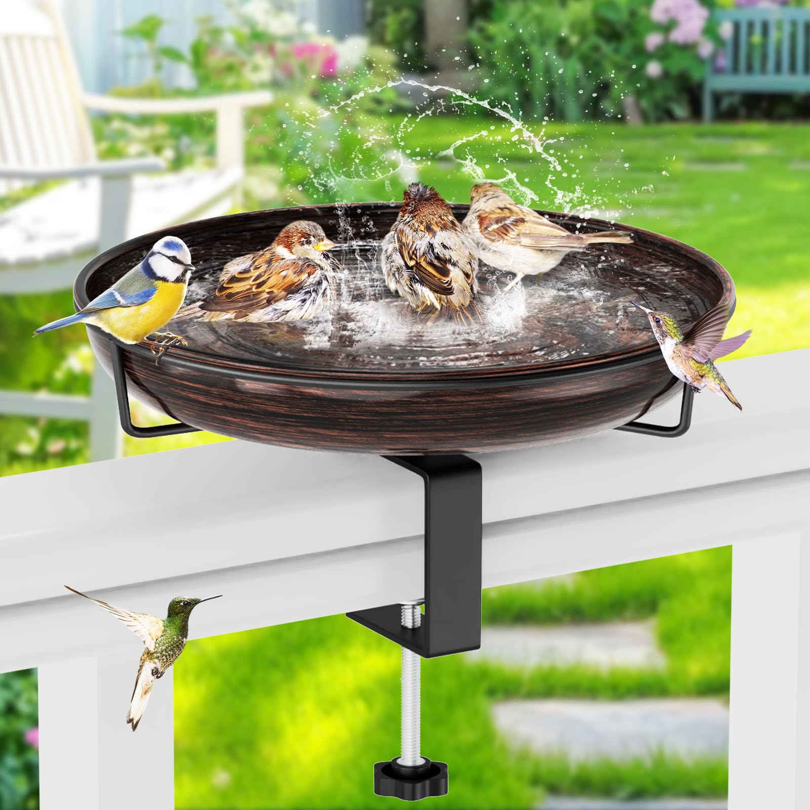 ODSNANIE deck mounted bird bath assembly in vintage bronze