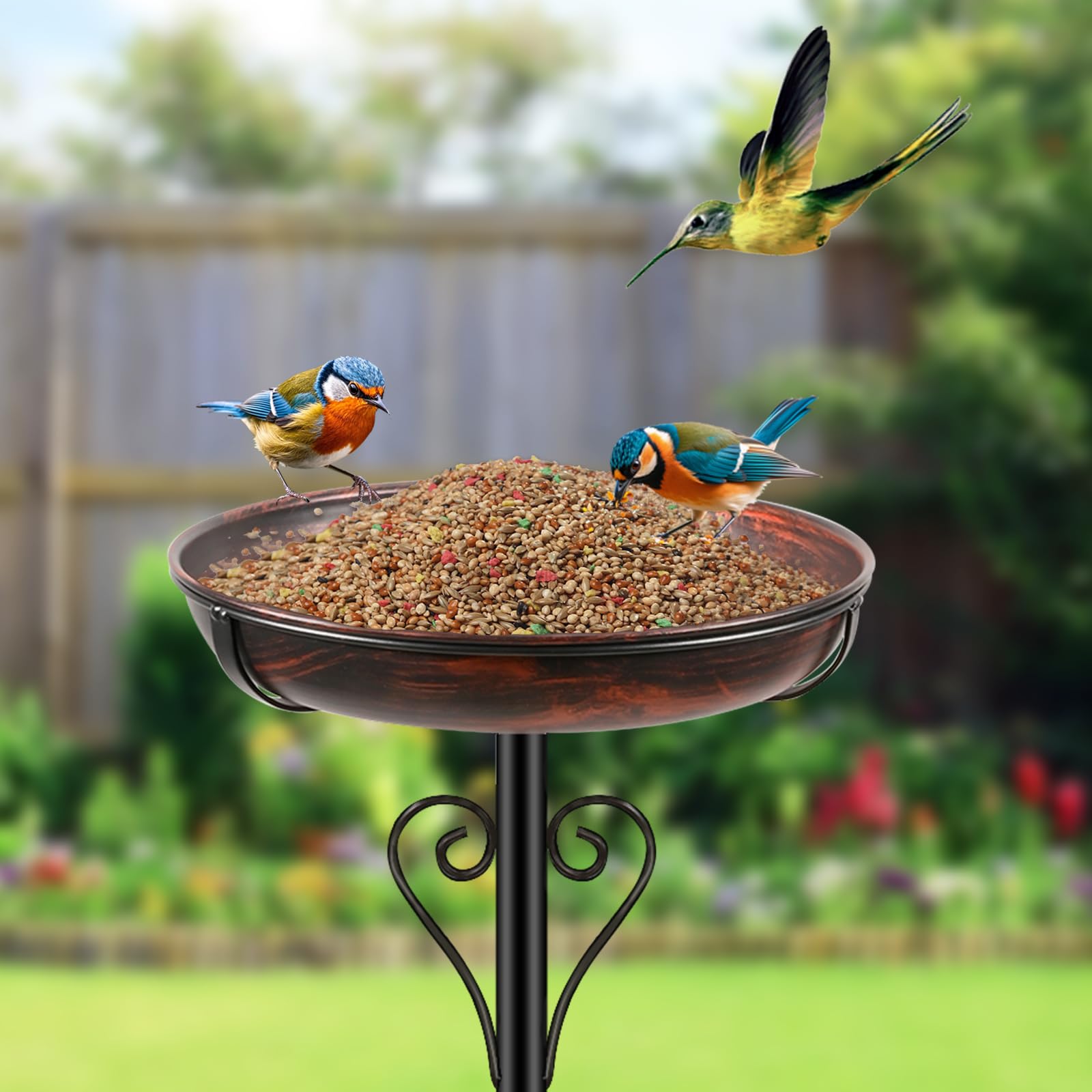 ODSNANIE garden decor bronze bird bath complements vintage aesthetics in outdoor spaces.