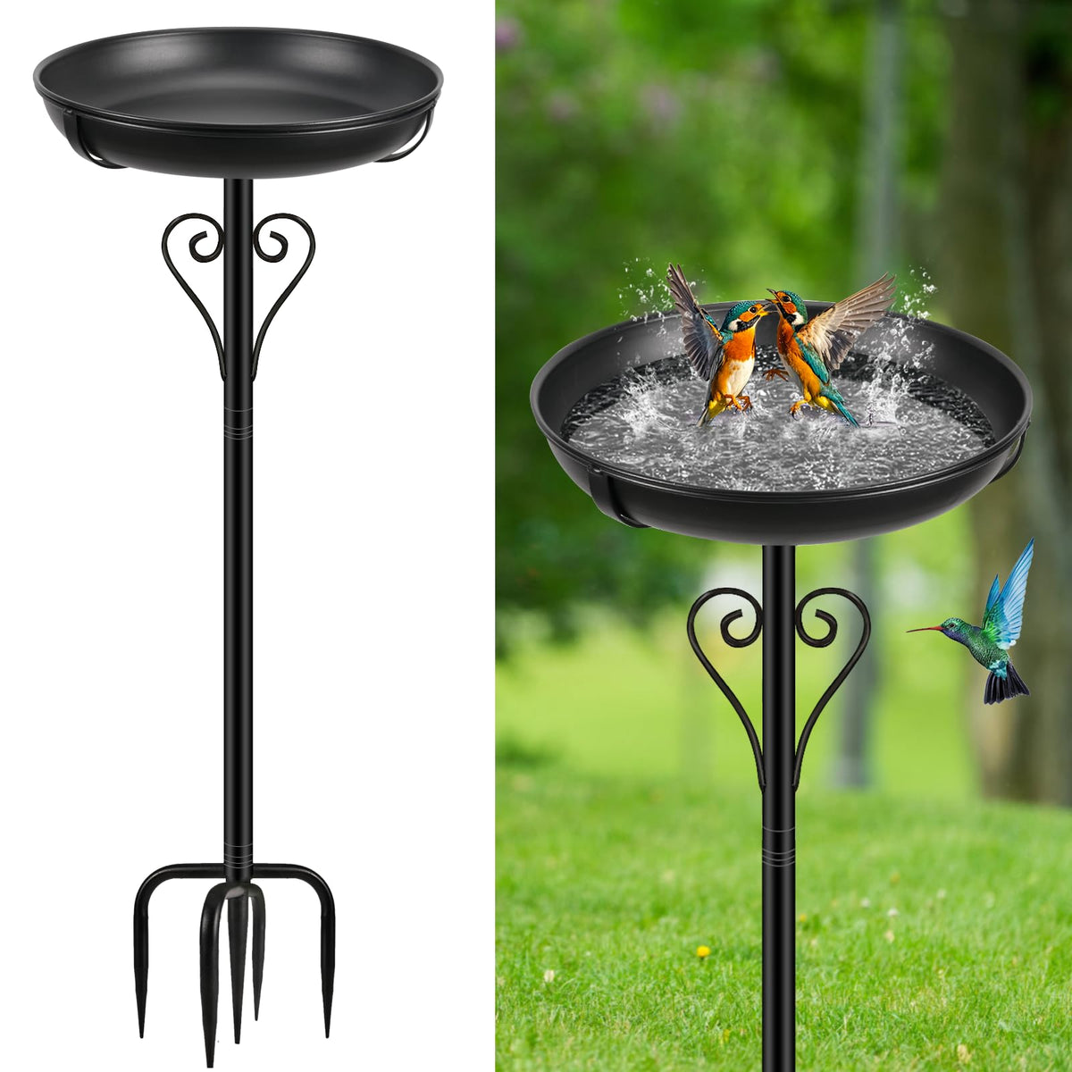 ODSNANIE metal bird bath base with 5-pronged design for added stability outdoors