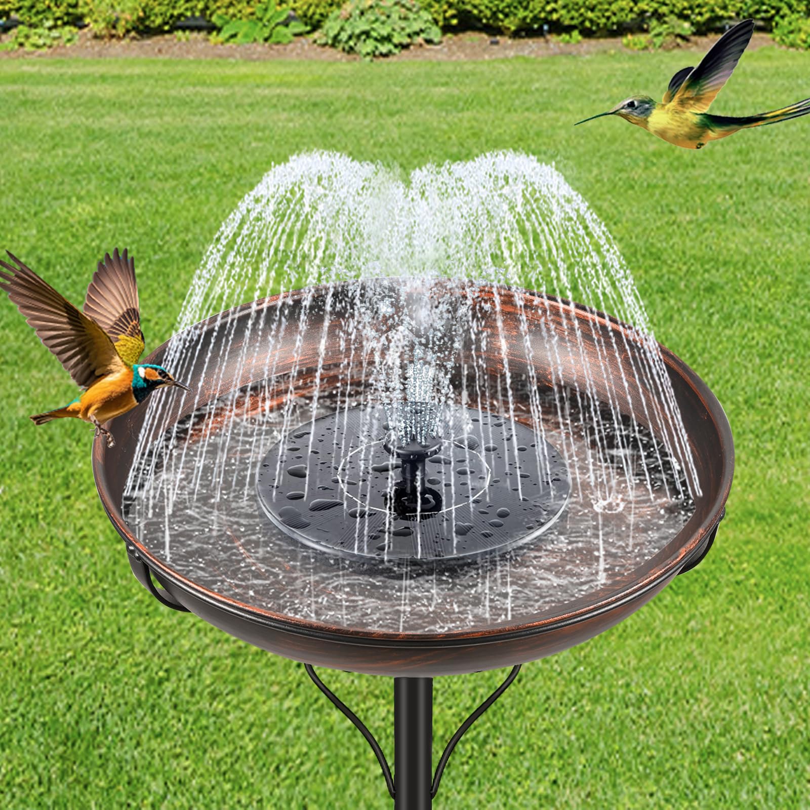 ODSNANIE solar-powered fountain option adds a gentle water feature.