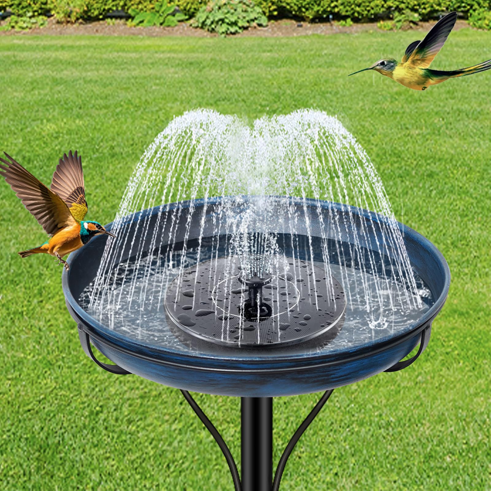 ODSNANIE solar-pump ready feature supports a fountain for birds.