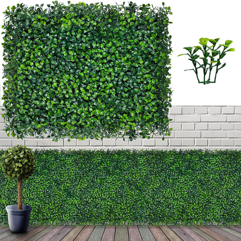 ODTORY artificial grass wall panels close-up showing dense 3D leaves for realistic backdrop.