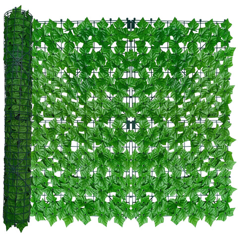 ODTORY artificial ivy fence panel close-up with textured leaves for instant privacy.