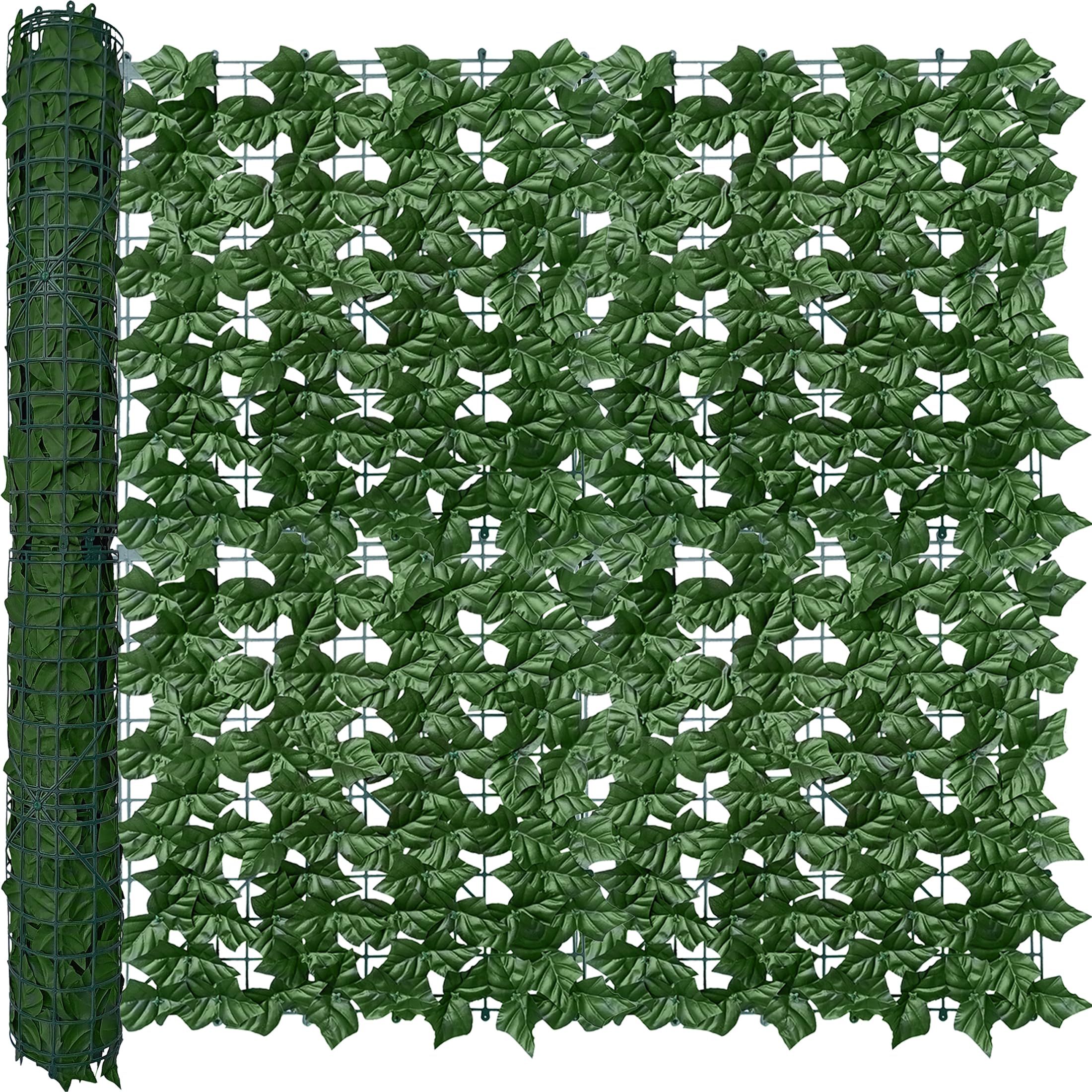 ODTORY artificial ivy privacy fence panel close-up shows textured leaves for outdoor privacy.
