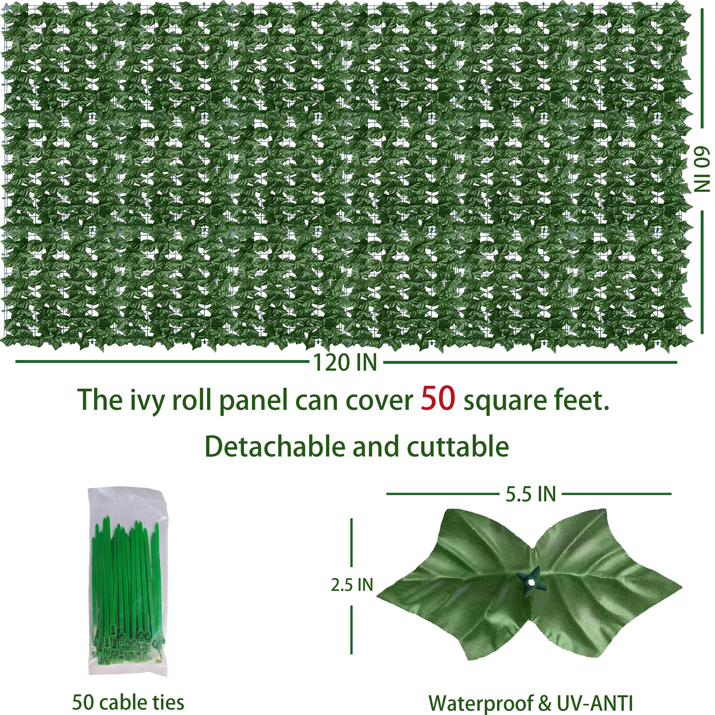 ODTORY ivy closeup highlighting textured leaves and UV-protected outdoor durability.