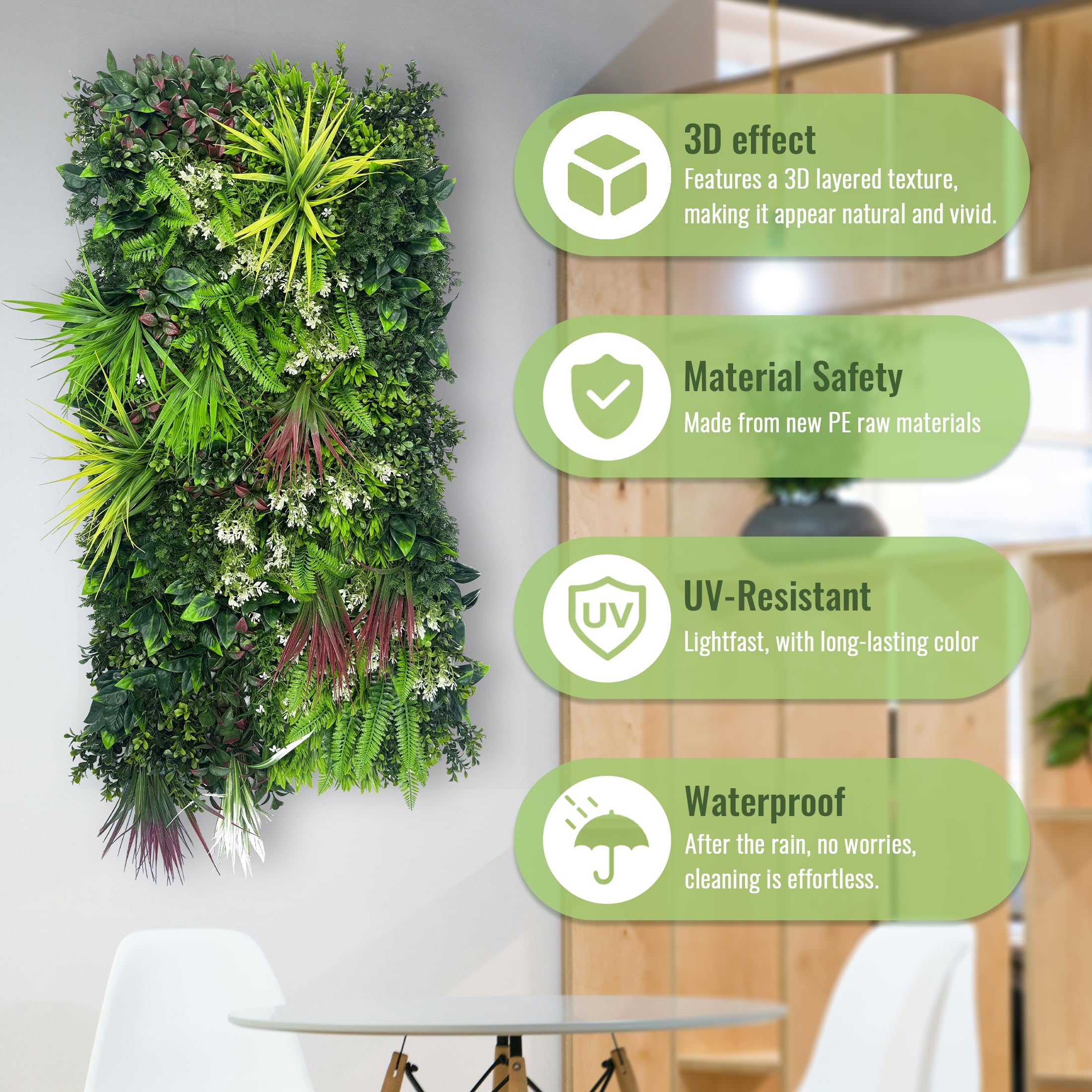 ODTORY faux boxwood ivy offers vibrant, realistic texture for any backdrop.