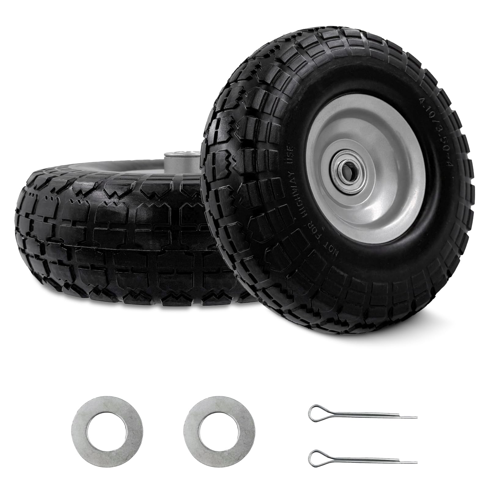 OEBYZWSL 10 inch solid tire side view, durable cart performance on rough terrain.