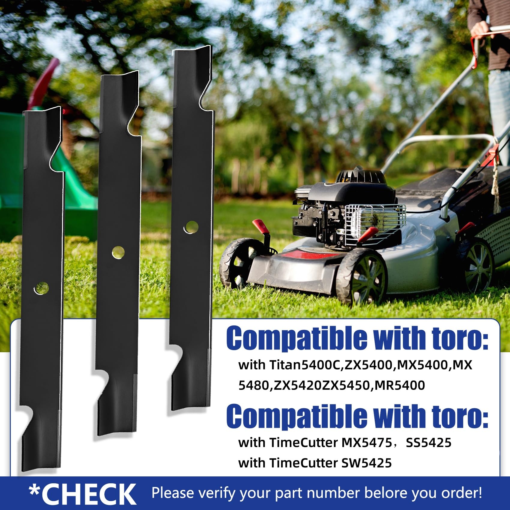 OEM Upgrade 3-pack blades assembled for quick swap and even mowing
