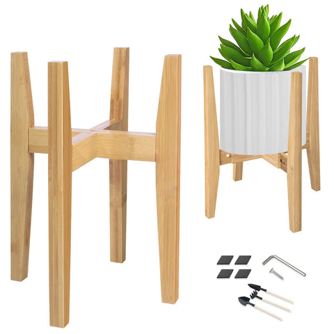 OERGKE bamboo plant stand shown in a corner display enhances room aesthetics.