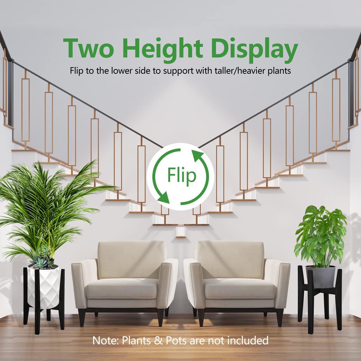 OERGKE bamboo plant stand legs 38 cm showing stability for heavier pots.