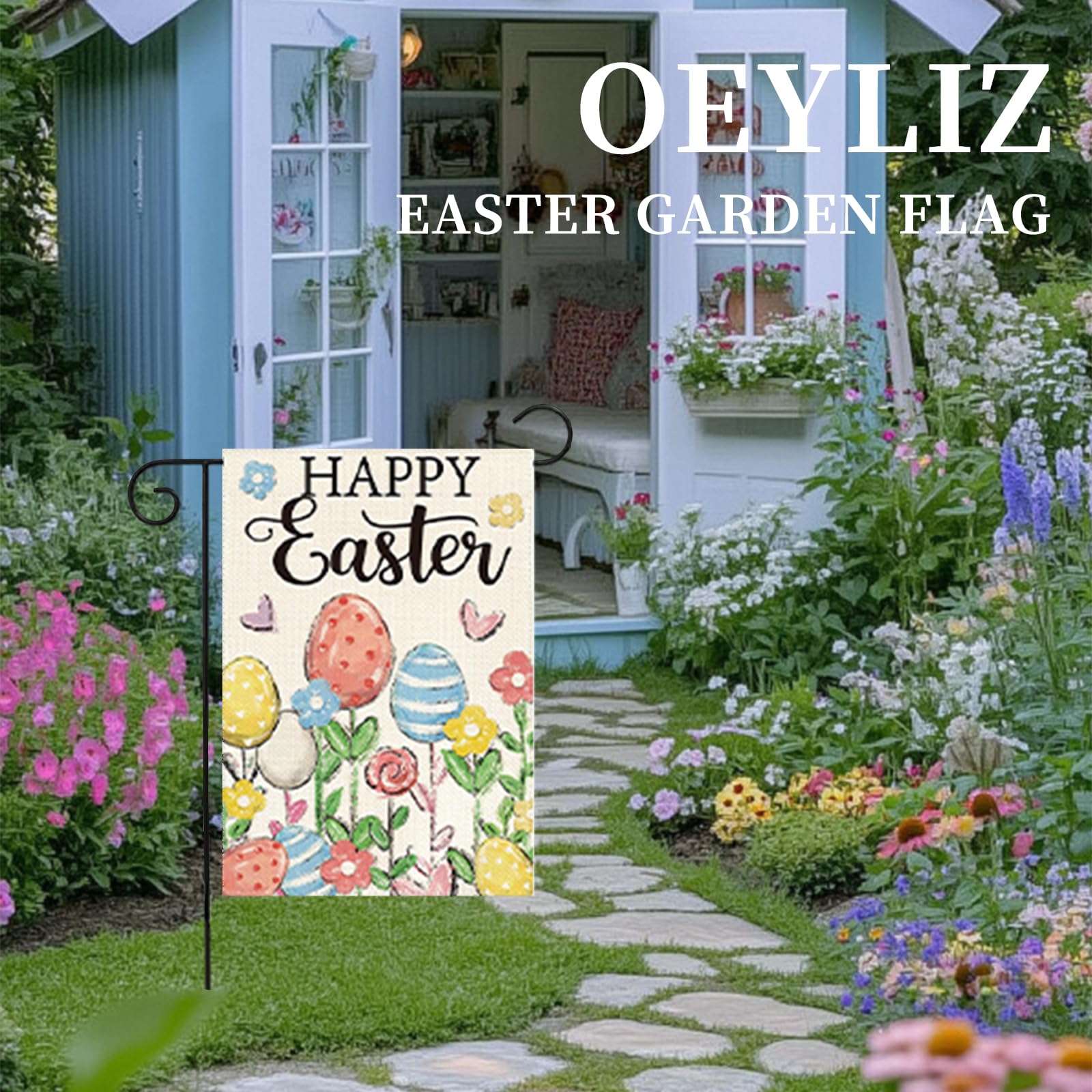 Oeyliz Easter flag brightens porches and gardens with spring color.