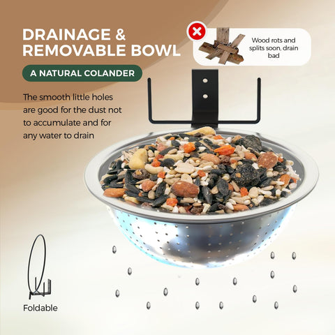 Ofasixx Squirrel Feeder drainage holes keep food dry and accessible outdoors.