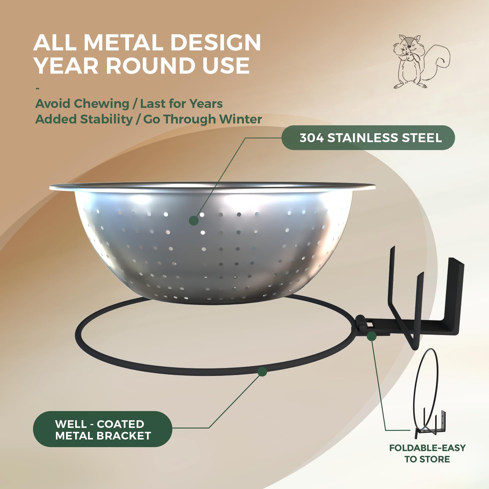 Ofasixx Squirrel Feeder durable metal construction resists rust.