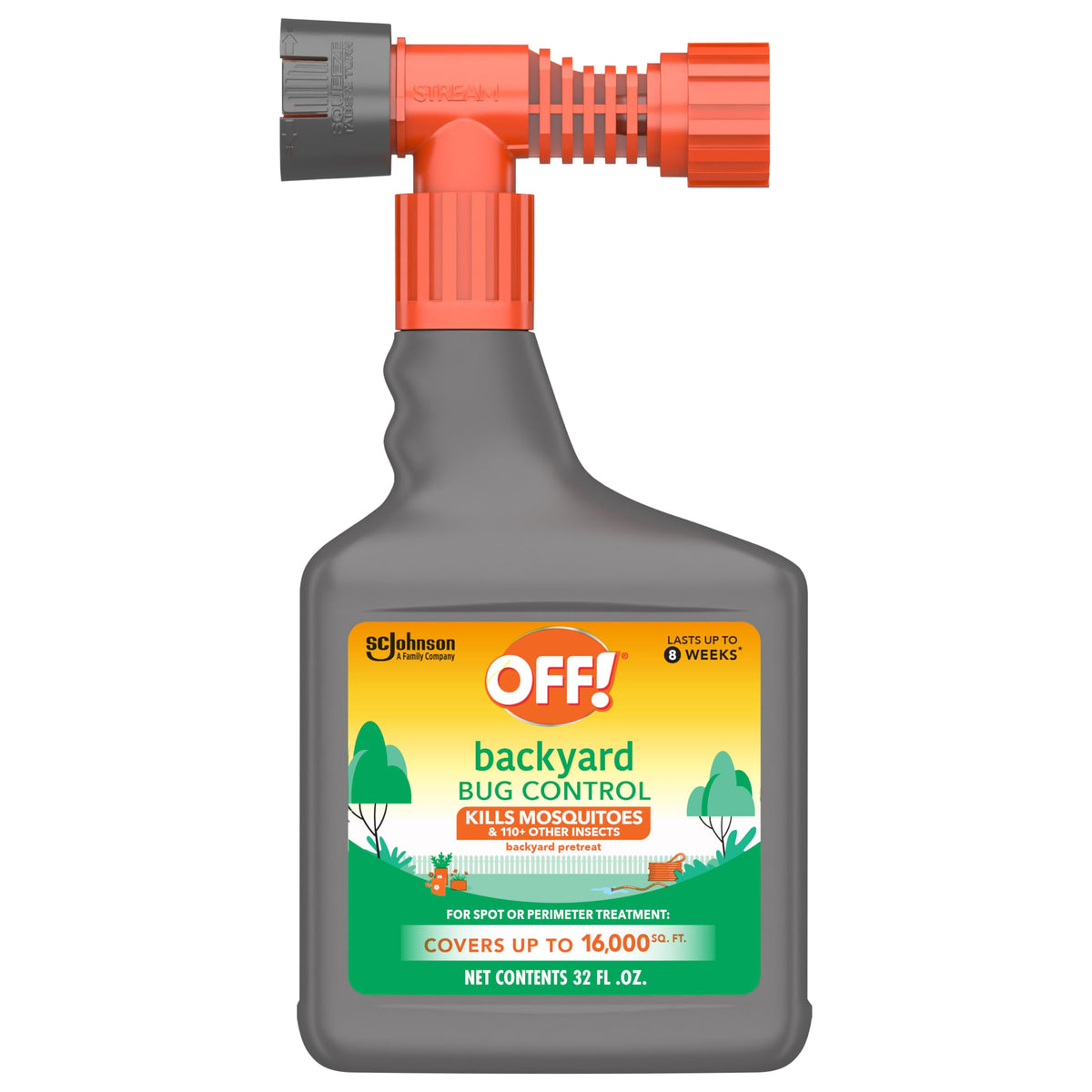 OFF! Backyard Bug Control 32 oz bottle with hose connection for easy outdoor spraying