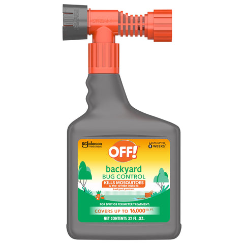 OFF! Backyard Bug Control 32 oz bottle with hose connection for easy outdoor spraying