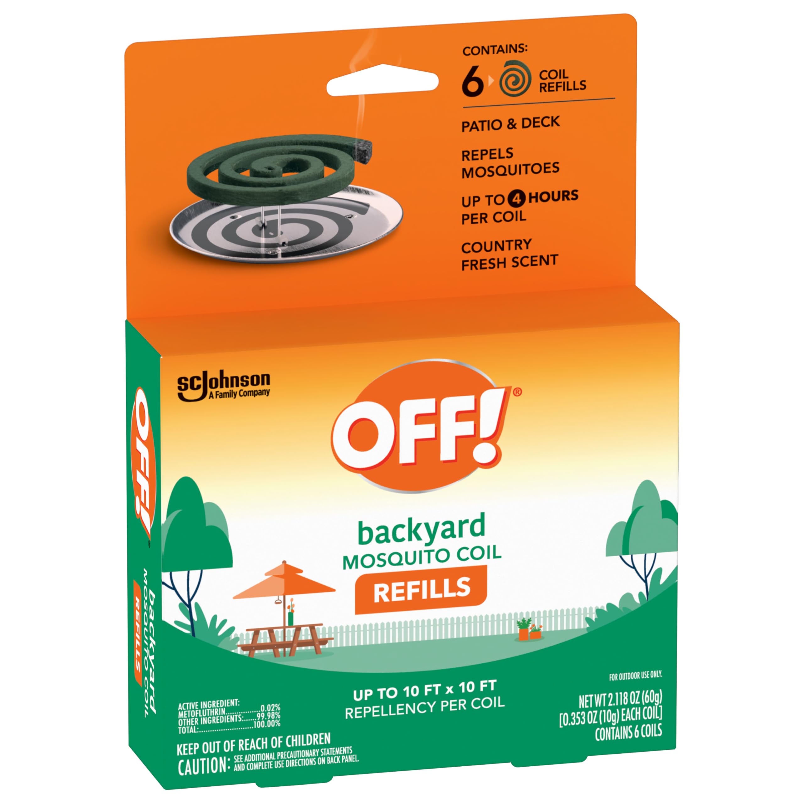 OFF! Mosquito Coil Refills country fresh scent label close-up.