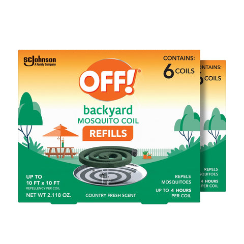 OFF! Backyard Mosquito Coil Refills pack front with six coils for outdoor protection.
