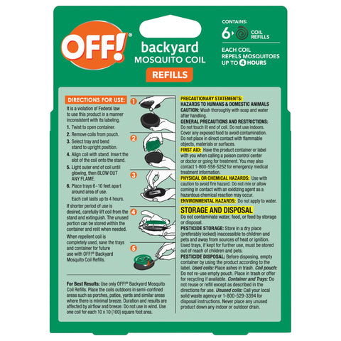 OFF! Backyard Mosquito Coil Refills on patio setup for semi-confined spaces.