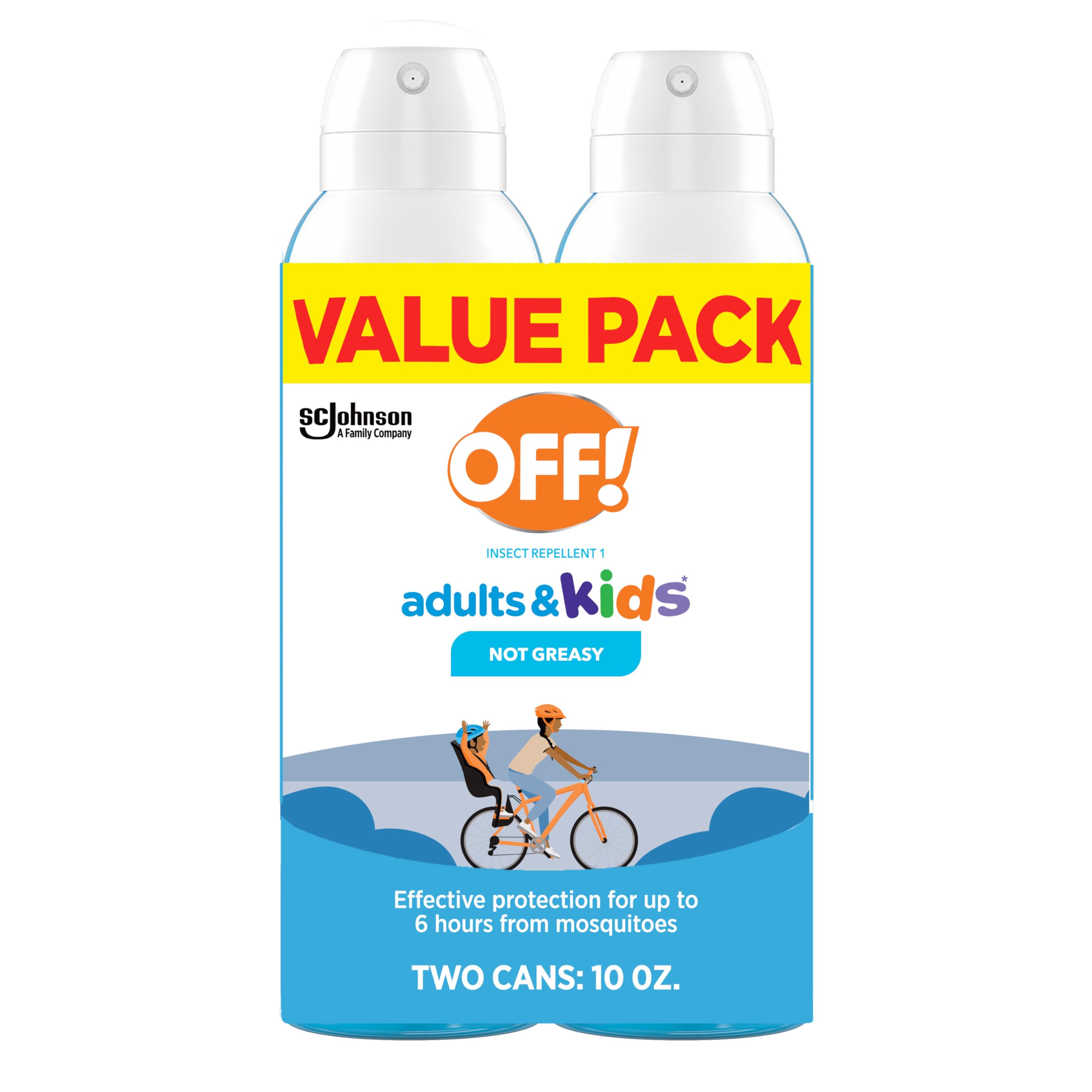 OFF! bug spray bottle front shows fragrance-free formula for family protection