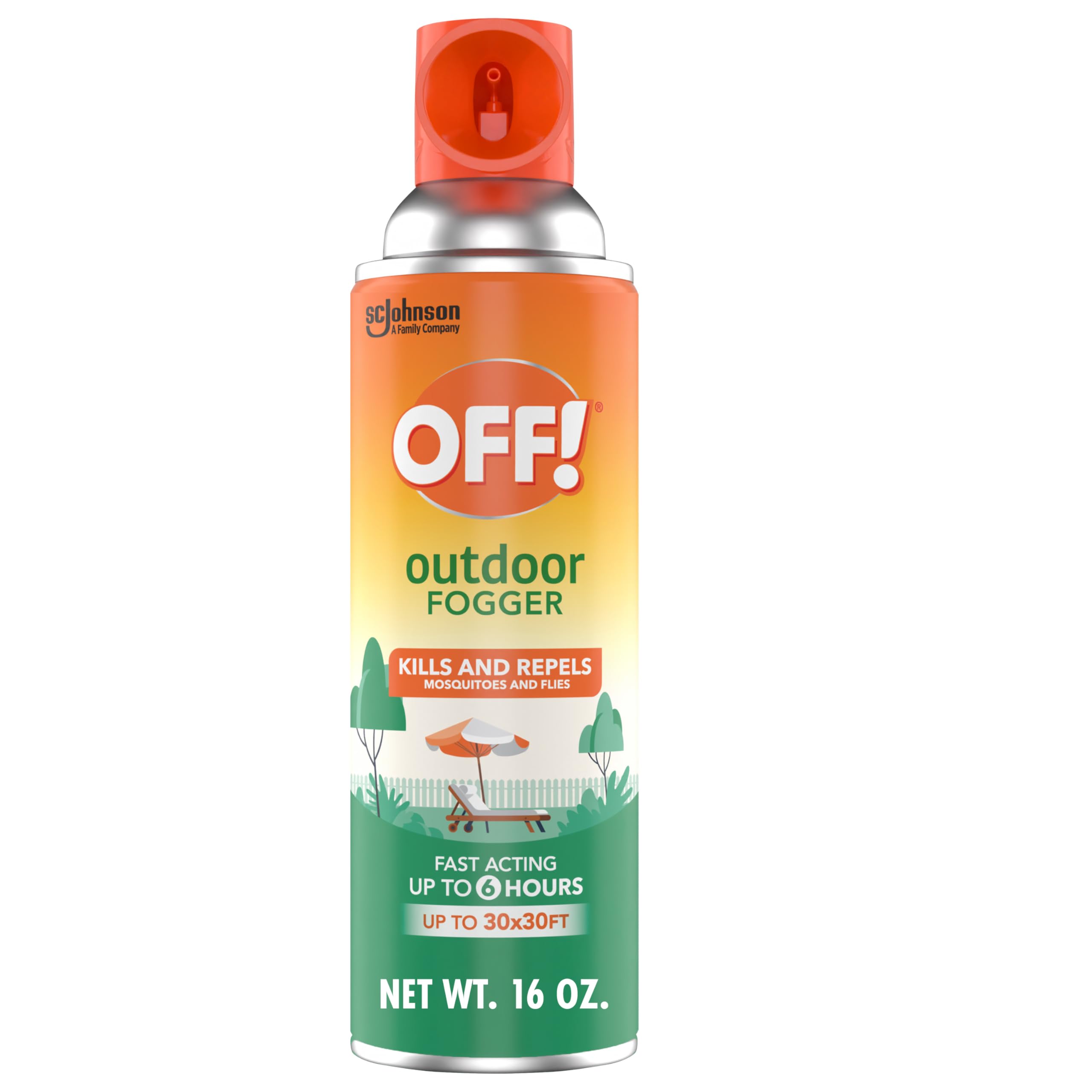 OFF! Outdoor Insect Fogger in action pretreats a backyard for insects.