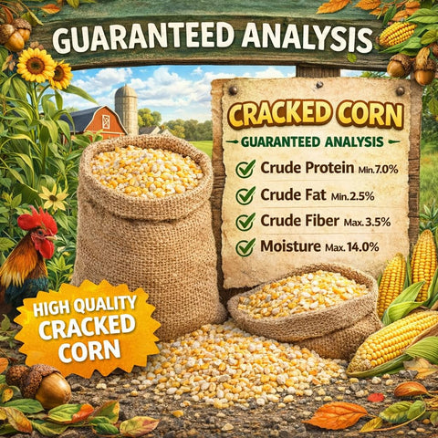 Close-up of Office Roast cracked corn kernels ready for easy wildlife feeding.