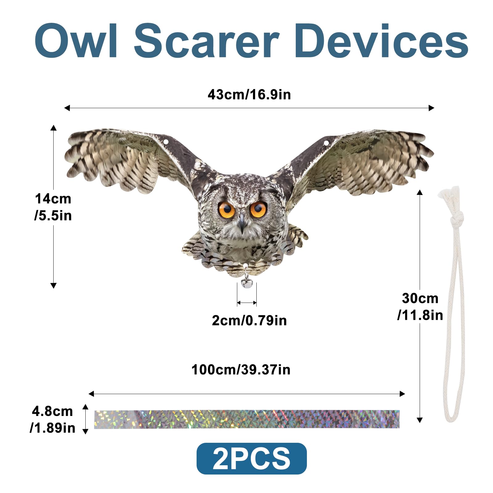 OffiCreative owl deterrent back view highlights reflective surfaces for versatility