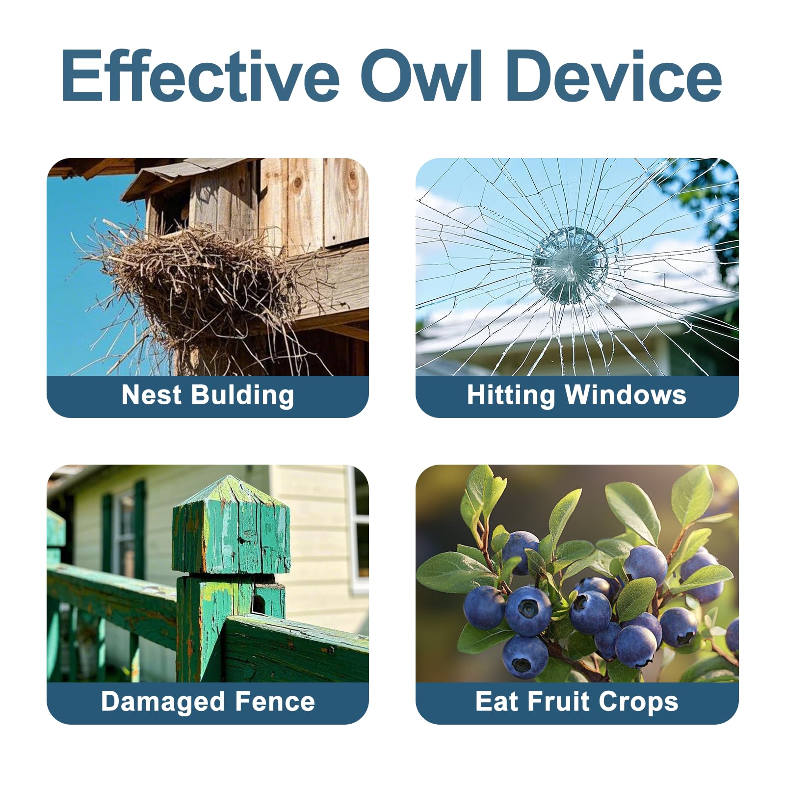 OffiCreative owl deterrent with reflective tape enhances deterrence