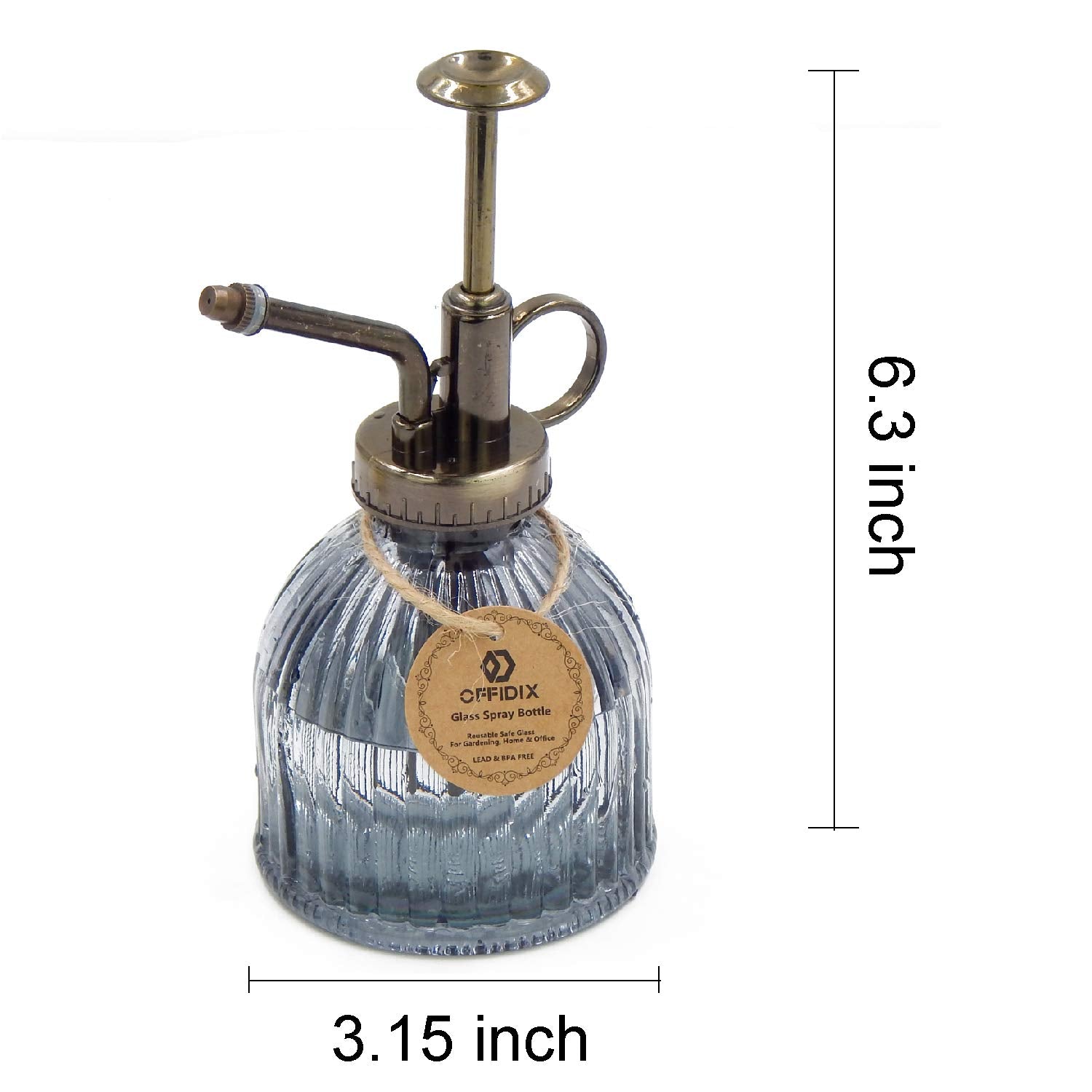 OFFIDIX Glass bottle shows water level for indoor plant care.
