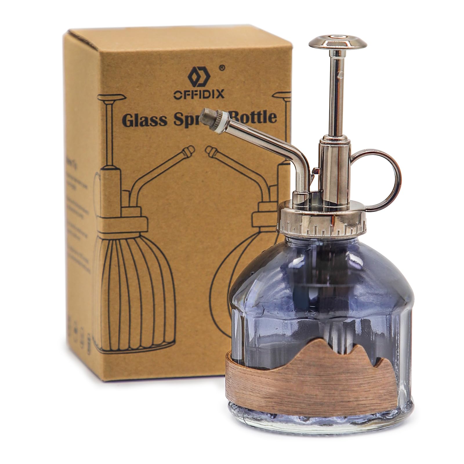 OFFIDIX glass plant mister base - compact size for small pots and shelves.