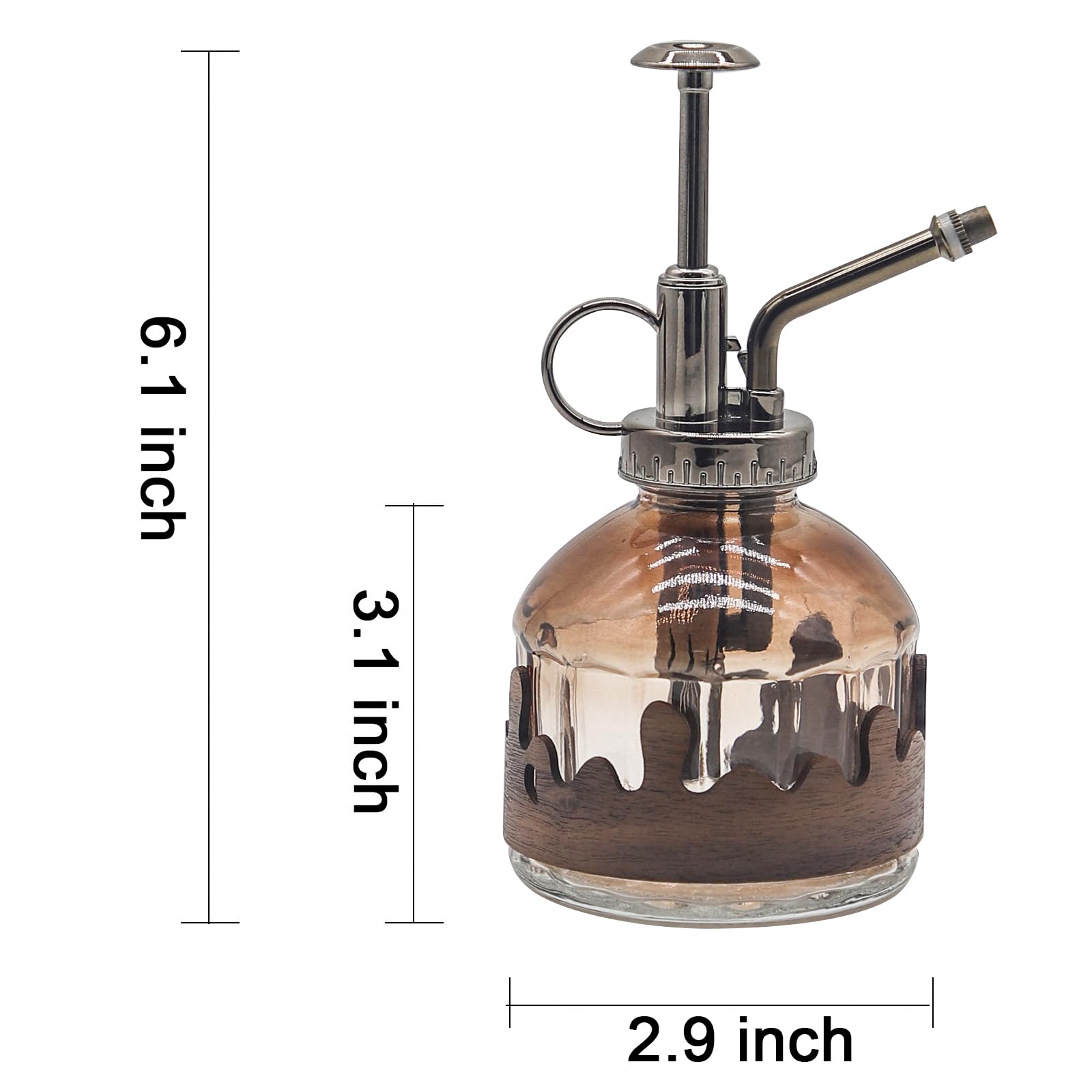 OFFIDIX Glass Plant Mister with bronze top pump for rust-free spraying
