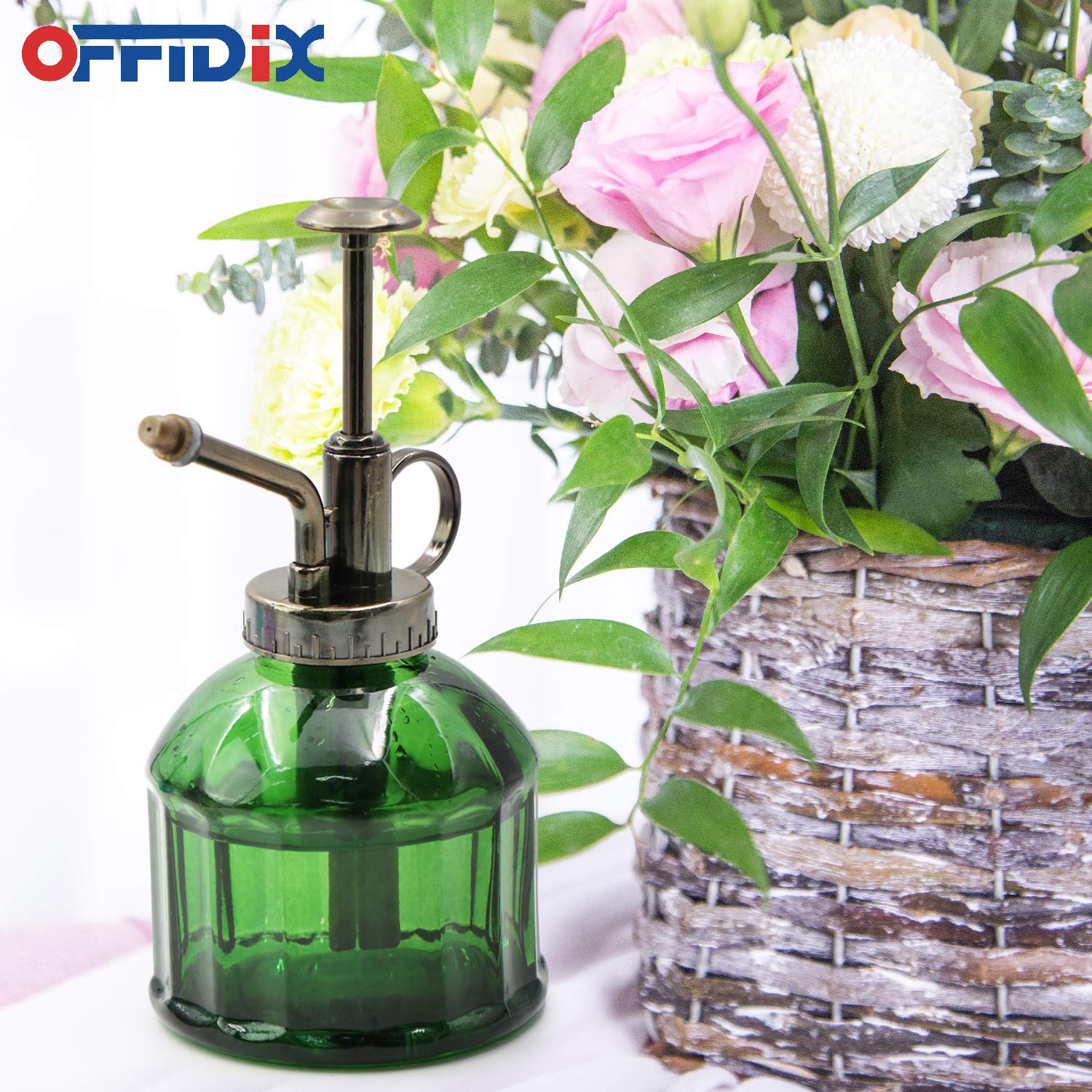 OFFIDIX Glass Plant Mister gently spritzes indoor greens for hydration.