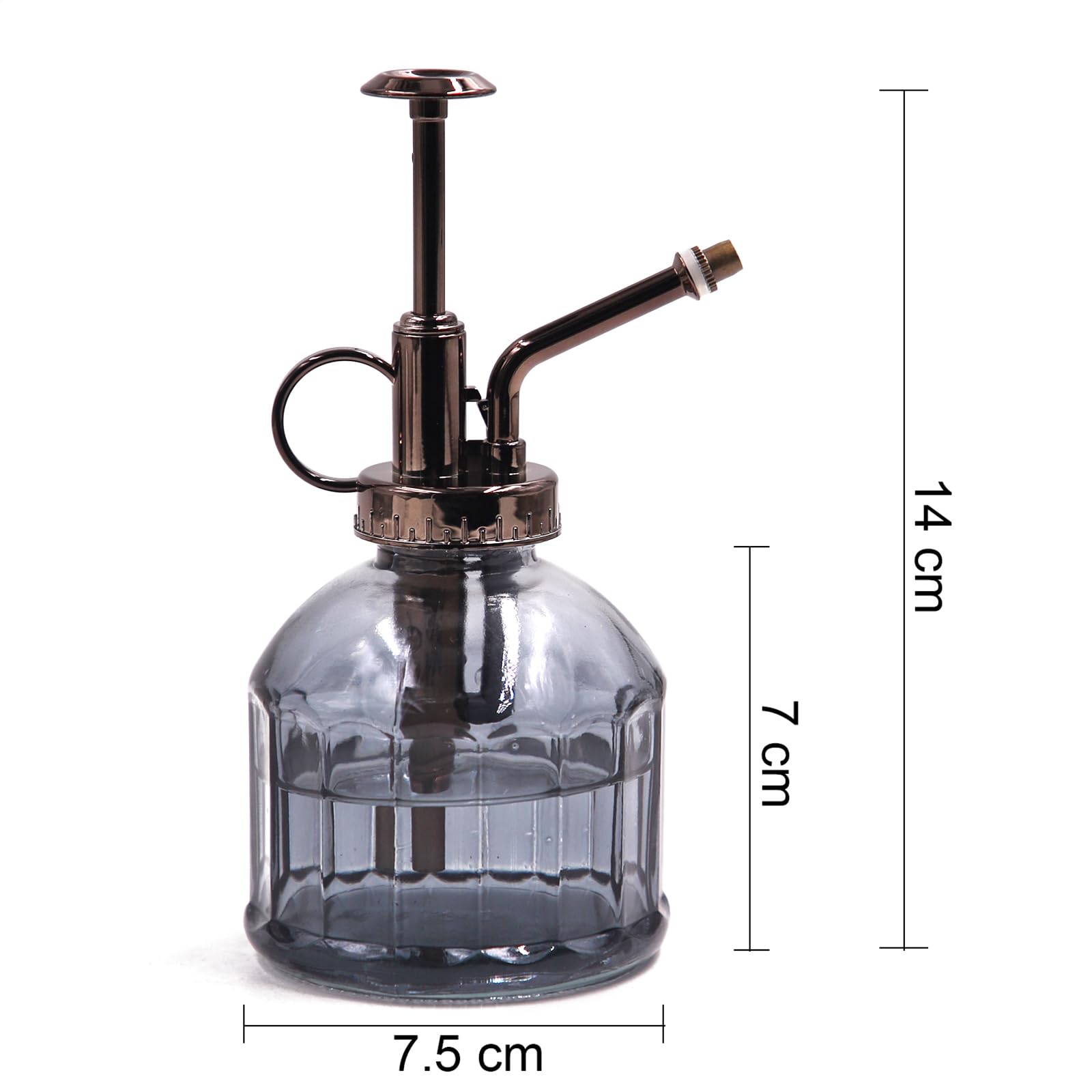 OFFIDIX glass plant spray bottle on plant stand ready for precise misting.