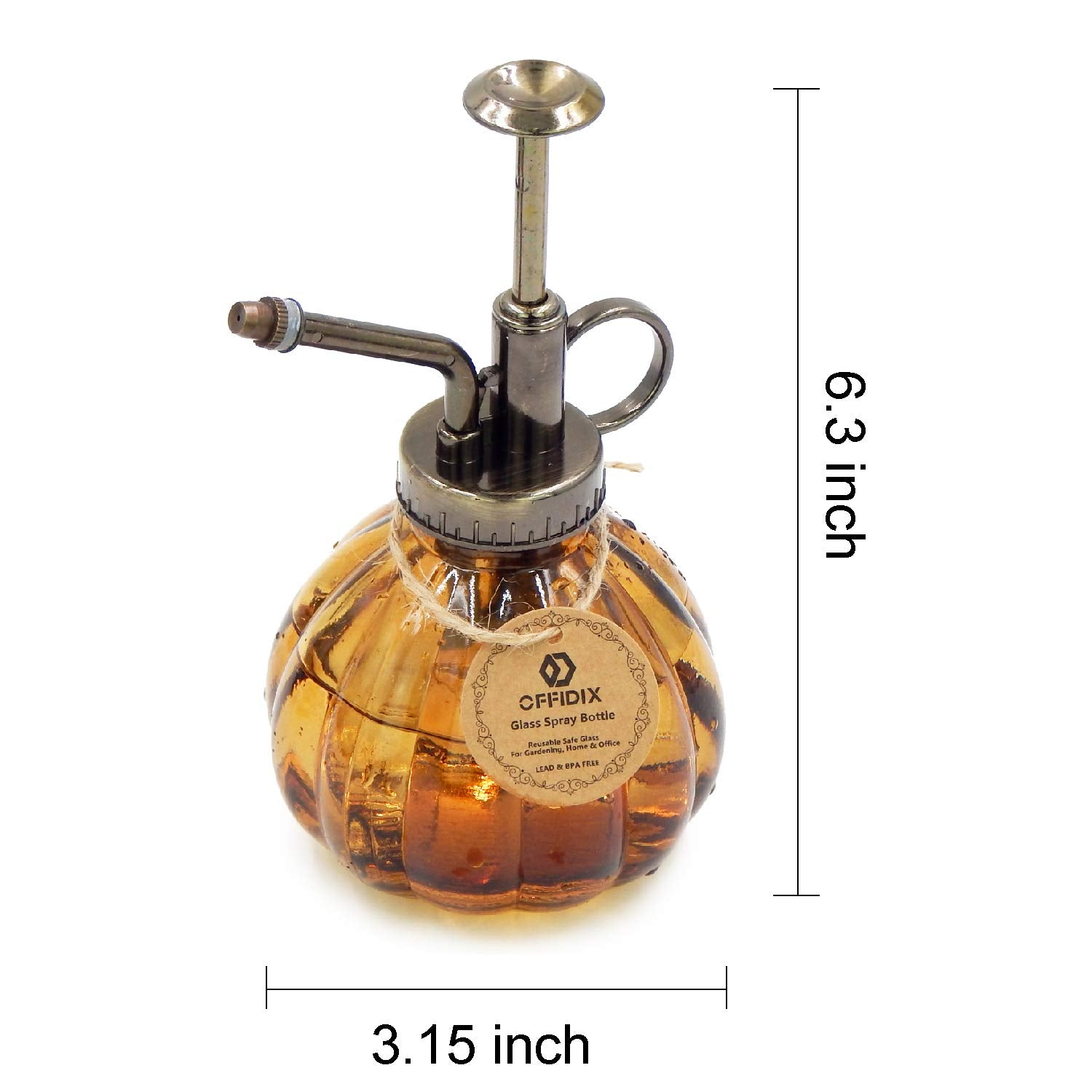 OFFIDIX vintage pumpkin-style sprayer with bronze top for decorative display.