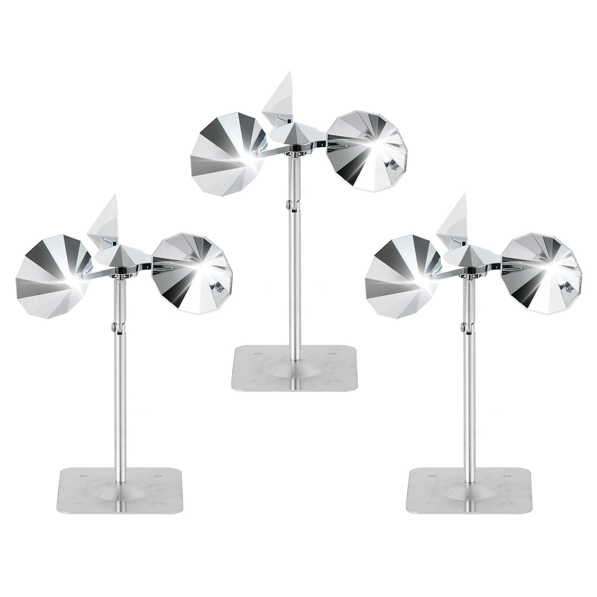 OFFO Bird Scare Device front view with double-sided blades deterring birds outdoors