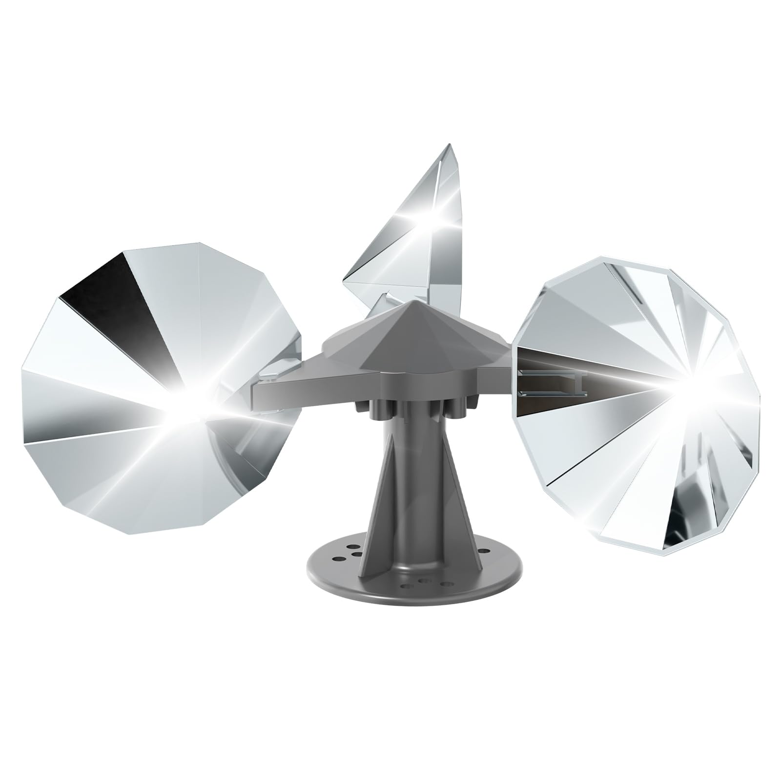 OFFO bird scare reflector on roof with reflective blades deterring birds