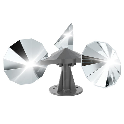 OFFO bird scare reflector on roof with reflective blades deterring birds