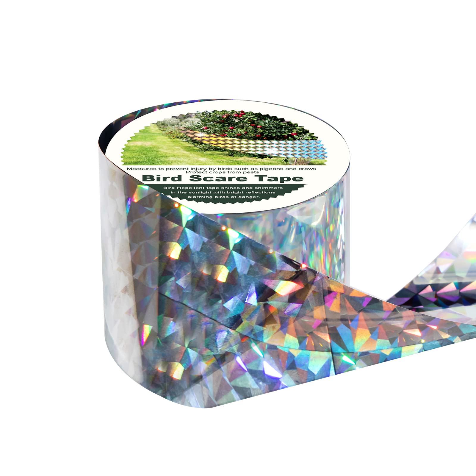 OFFO Bird Scare Tape roll with dual-sided shine deters birds from trees