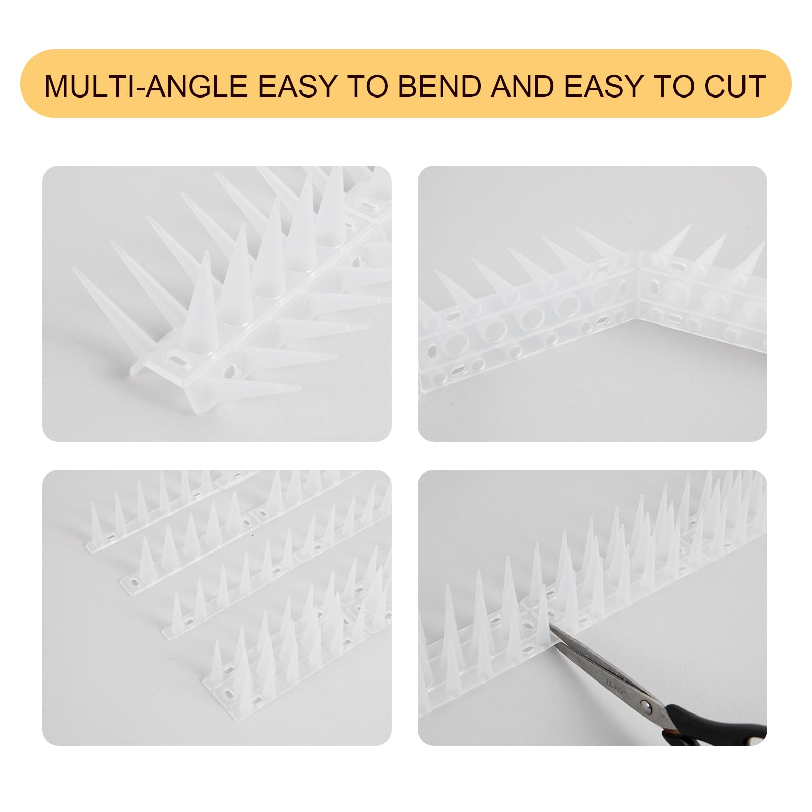 OFFO Bird Spikes base size 12.5 inches for adaptable fitting.