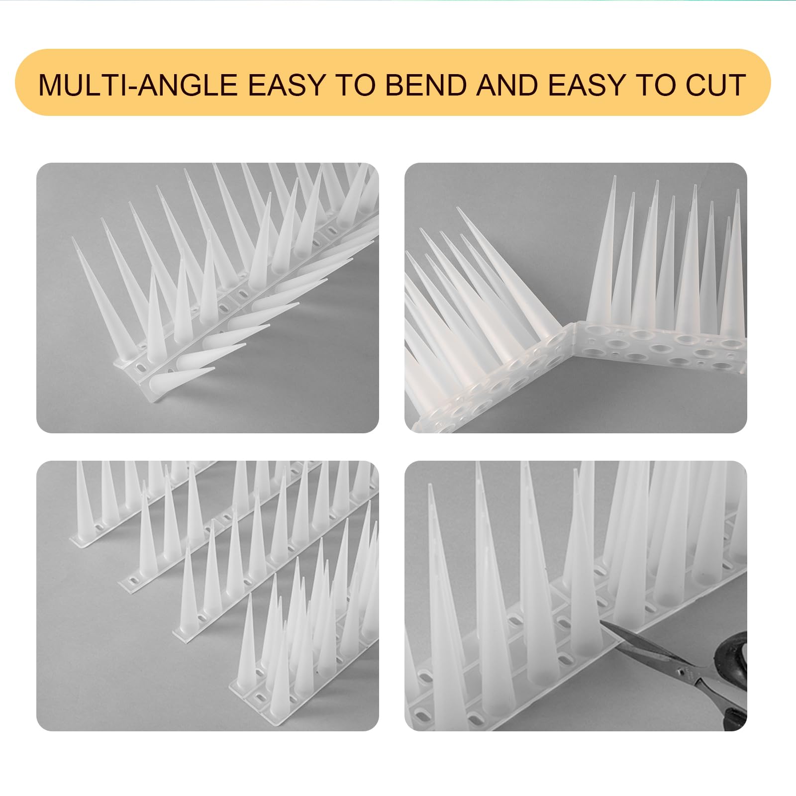 OFFO Bird Spikes flexible base being cut to fit irregular edges