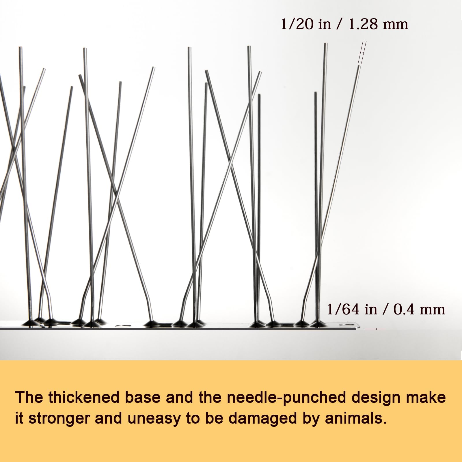 OFFO 304 stainless steel spikes provide weather resistance for long-lasting use.