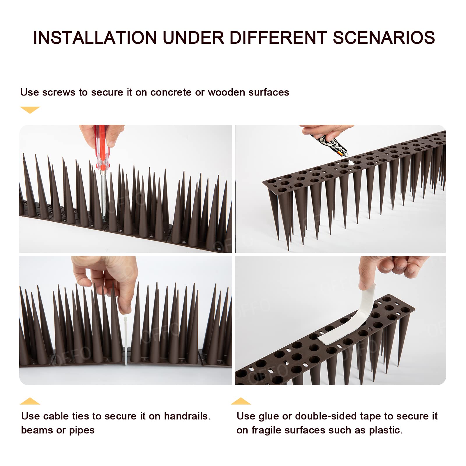 OFFO Bird Spikes provide four-inch spikes for wide coverage