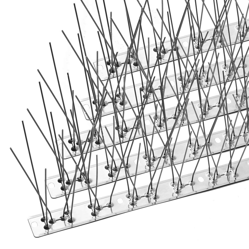 OFFO Bird Spikes close-up showing durable stainless base and sharp needles for deterrence.