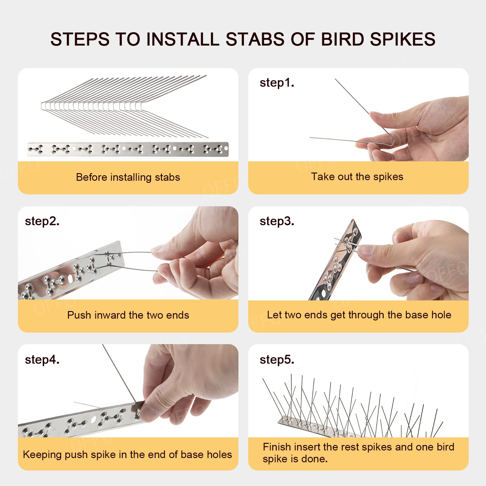 OFFO spikes installed on window sills for clean ledges