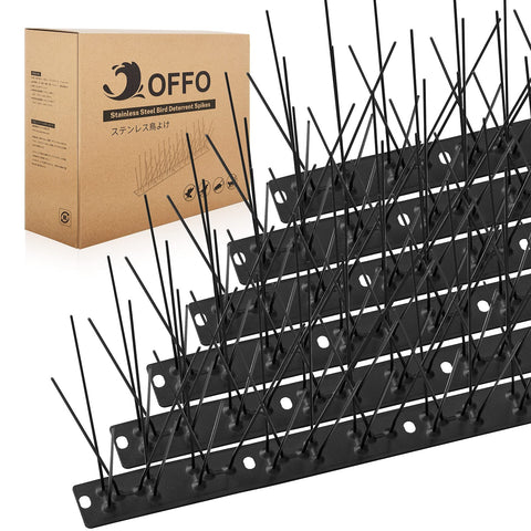 OFFO Black Bird Spikes cover 24 feet to deter pigeons efficiently.