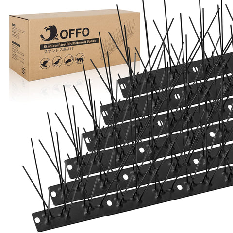 OFFO Black Bird Spikes on surface for quick installation, reducing bird clutter