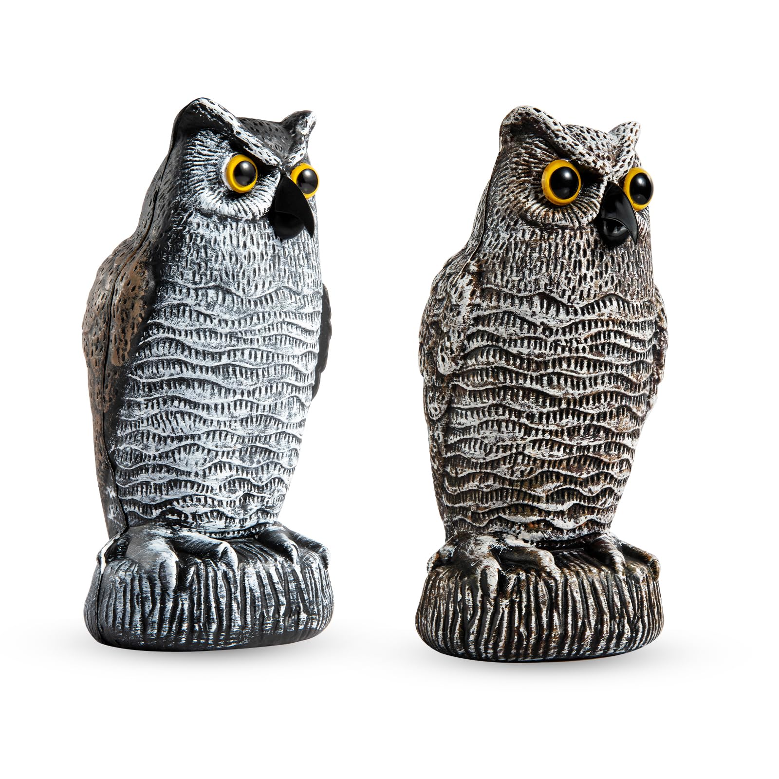 OFFO owl scarecrow garden with lifelike feathers enhances outdoor curb appeal.