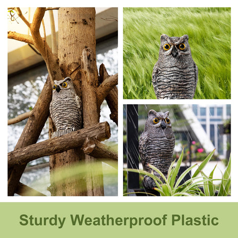 Base filled with sand stabilizes the OFFO owl statue outdoors.